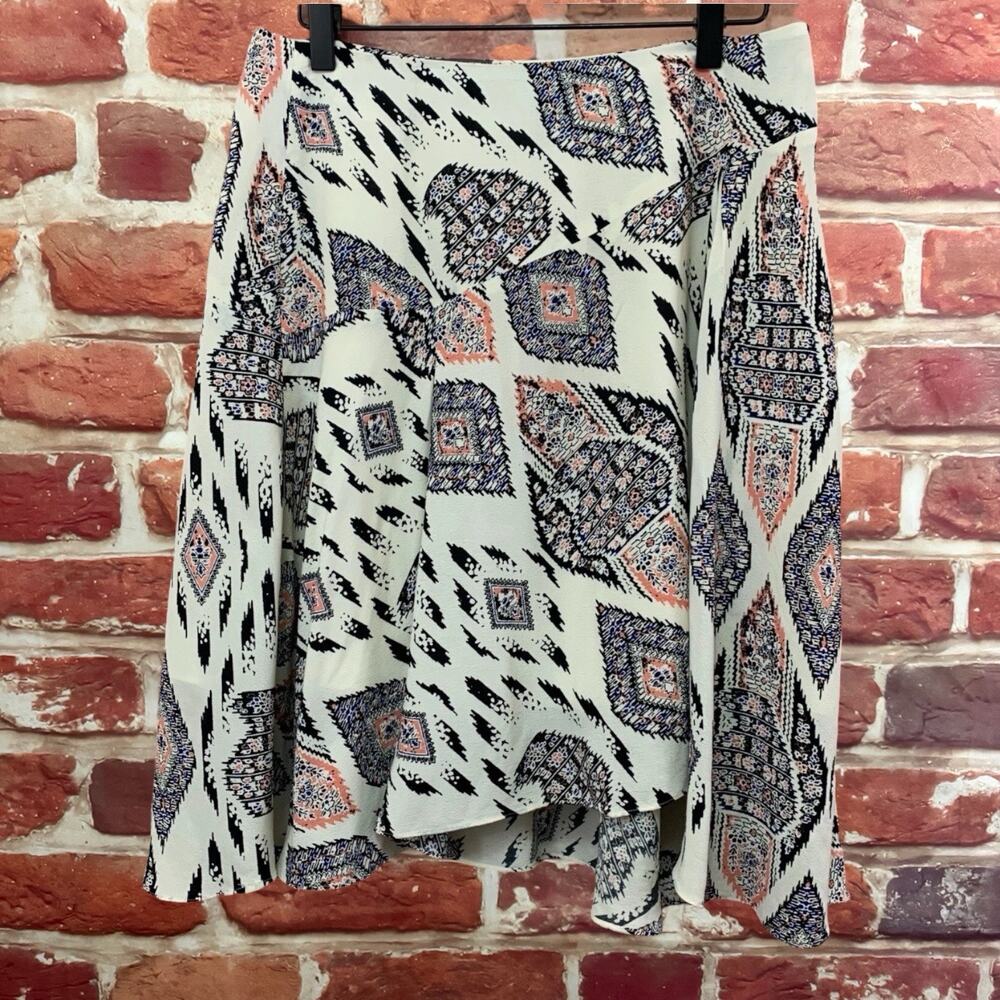 Vince Camuto Skirt Women's 6 Multicolor Boho Abstract Casual Career Zip Up